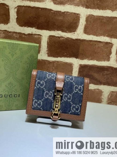 GUCCI Jackie 1961 series card holder 645536 blue denim