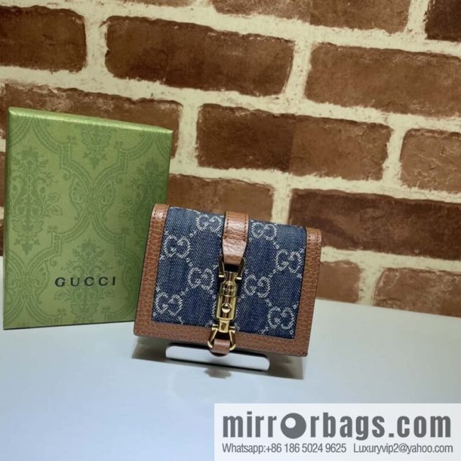 GUCCI Jackie 1961 series card holder 645536 blue denim