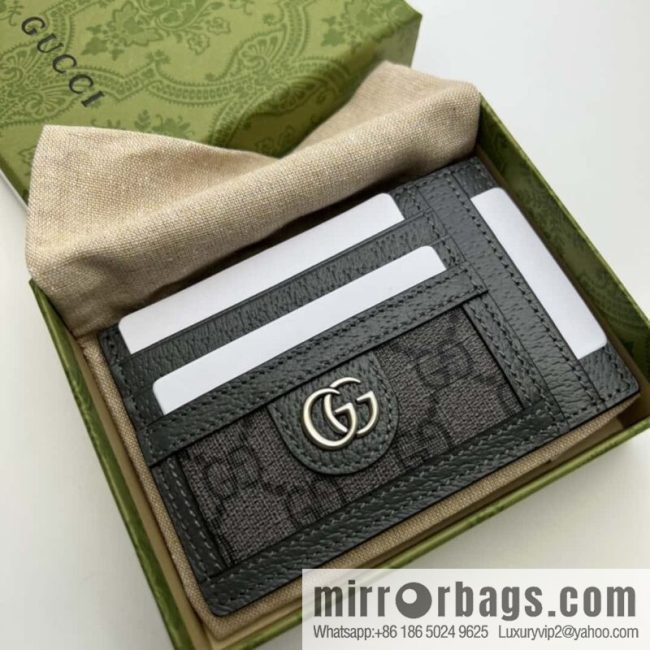 GUCCI Ophidia series GG card clip 732018 gray PVC/gray leather