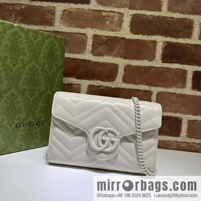 GUCCI GG Marmont series quilted mini handbag 474575 white leather/white G