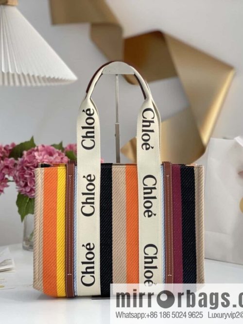Chloe Rainbow 🌈 Woody Tote Bag, Medium 37CM
