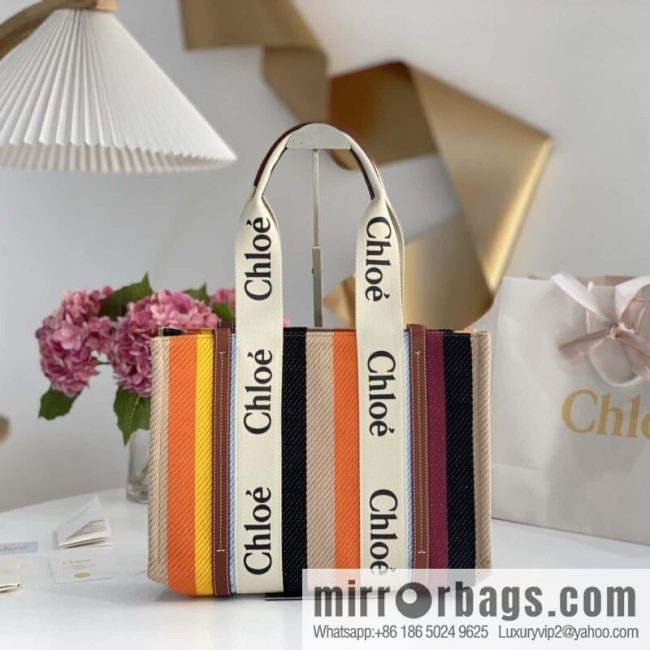 Chloe Rainbow 🌈 Woody Tote Bag, Medium 37CM