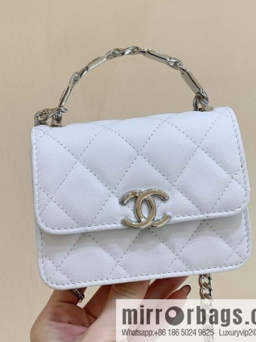 CHANEL 2022cc spring/summer collection, enamel handle small satchel AP2758 white