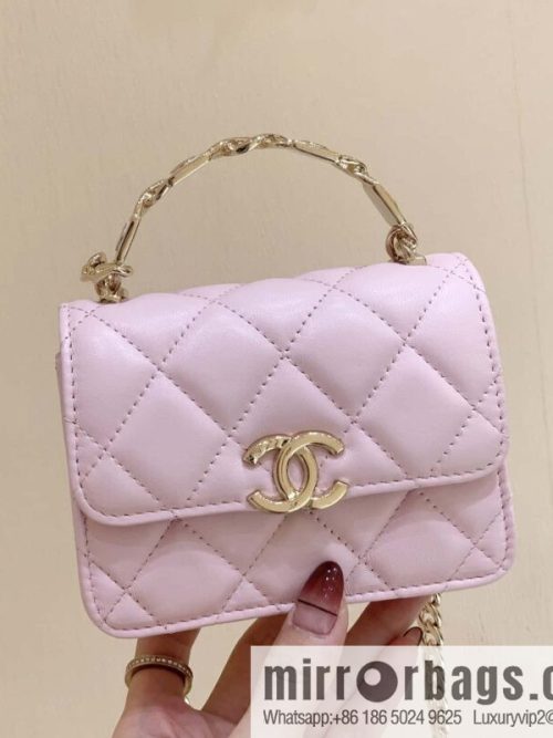 CHANEL 2022cc spring/summer collection, enamel handle small satchel AP2758 pink