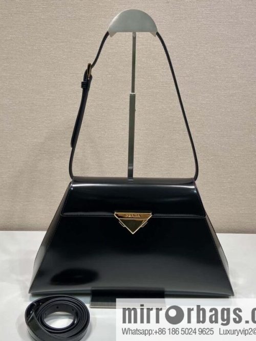 PRADA imported glossy calfskin shoulder bag 1BD342 black