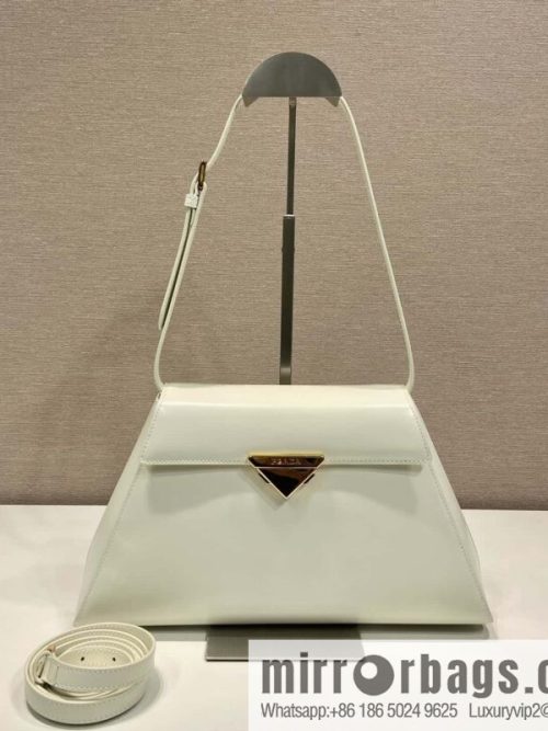 PRADA imported glossy calfskin shoulder bag 1BD342 white