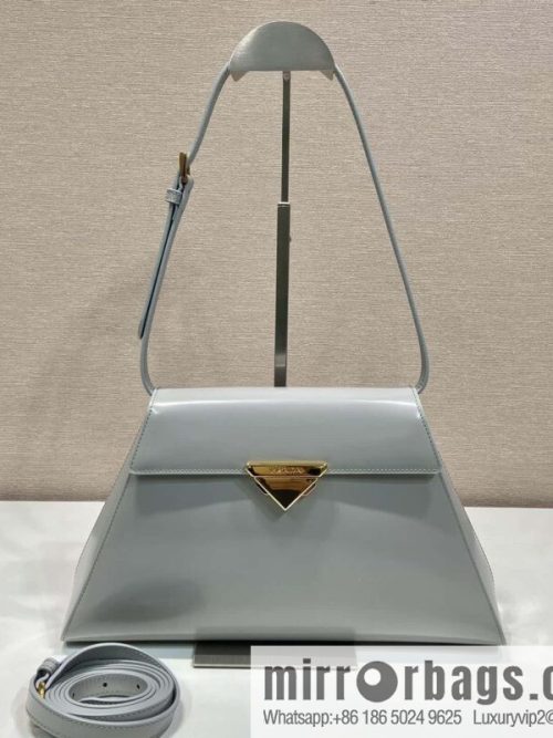 PRADA imported glossy calfskin shoulder bag 1BD342 gray
