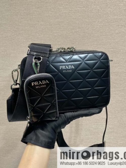 PRADA Brique leather (fabric) Grid camera bag 2VH070
