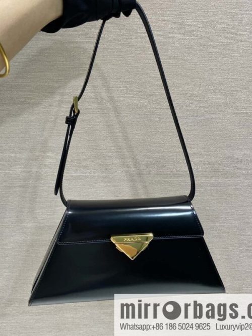 PRADA imported glossy calfskin shoulder bag 1BD343 black