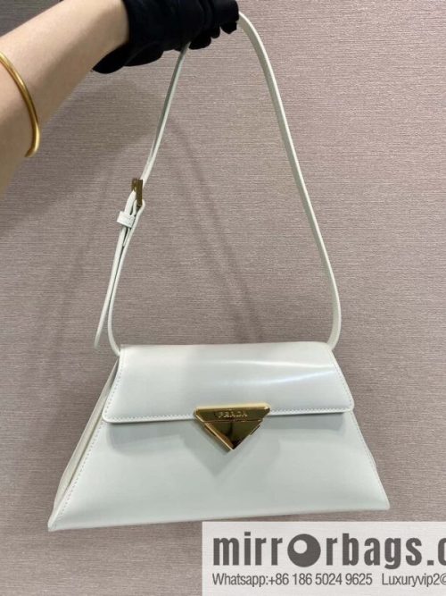 PRADA imported glossy calfskin shoulder bag 1BD343 white