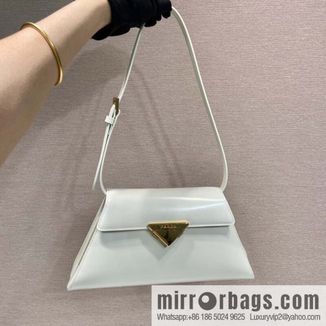 PRADA imported glossy calfskin shoulder bag 1BD343 white