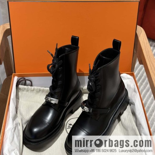 Hermès glossy calfskin Funk and ankle boots