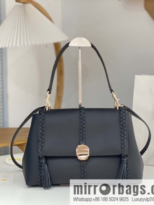 Chloe Penelope Coin Bag, Large Dropped Leather Black 35cm