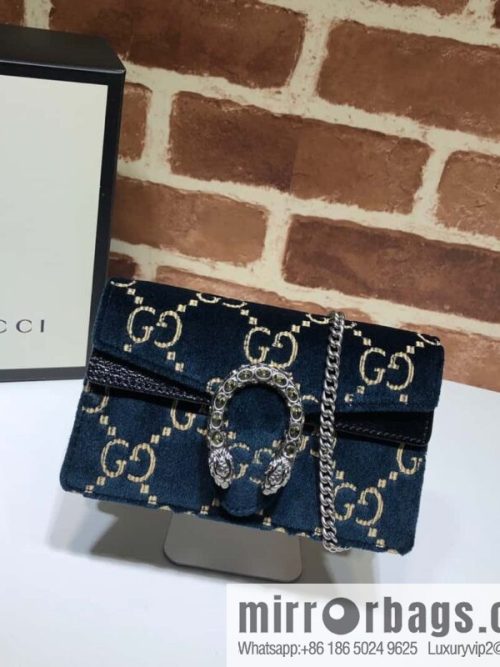GUCCI Dionysus series GG super mini handbag 476432 blue velvet G