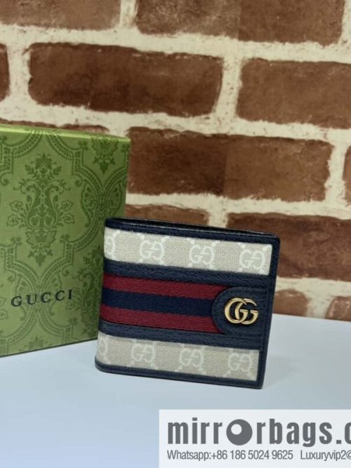 GUCCI Ophidia series GG wallet 597606 meters glue/blue pig pattern