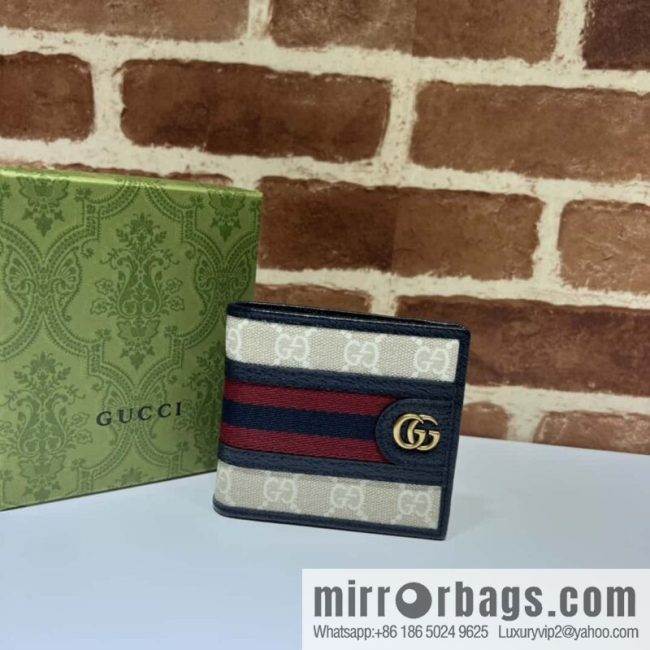 GUCCI Ophidia series GG wallet 597606 meters glue/blue pig pattern