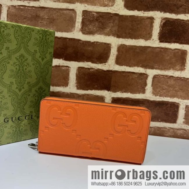 GUCCI super double G full zipper wallet 739484 big G orange pressure