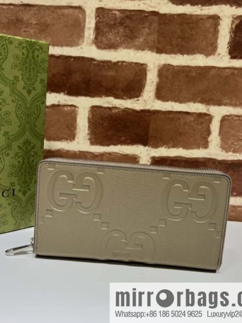 GUCCI super double G full zipper wallet 739484 large G gray pressure