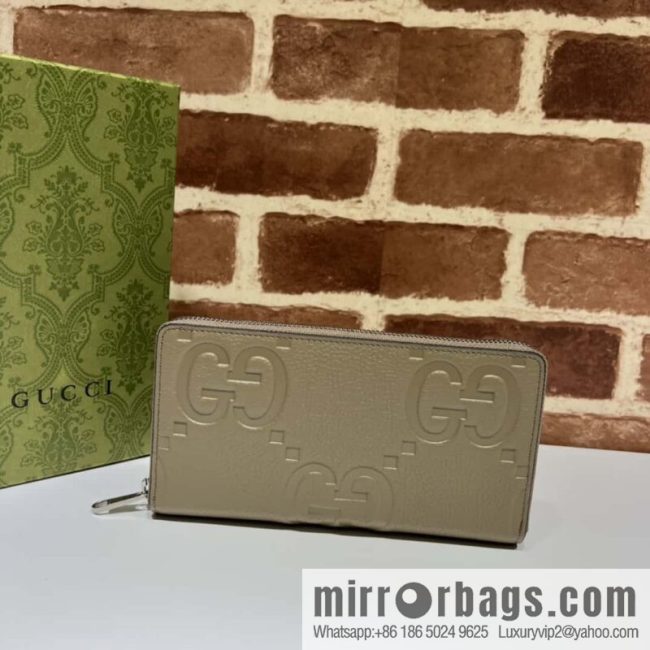 GUCCI super double G full zipper wallet 739484 large G gray pressure