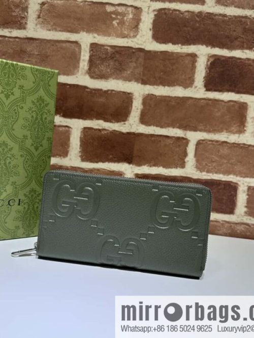GUCCI super double G full zipper wallet 739484 large G green press
