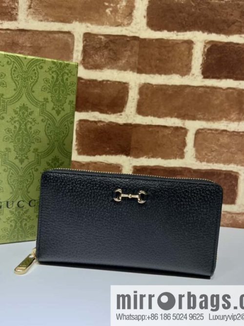 GUCCI Horsebit Round Zipper Long Wallet 700484g Pig