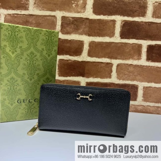 GUCCI Horsebit Round Zipper Long Wallet 700484g Pig