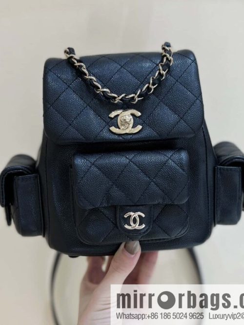 CHANEL 23K autumn and winter series duma tank double backpack AS4399 black