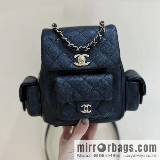 CHANEL 23K autumn and winter series duma tank double backpack AS4399 black