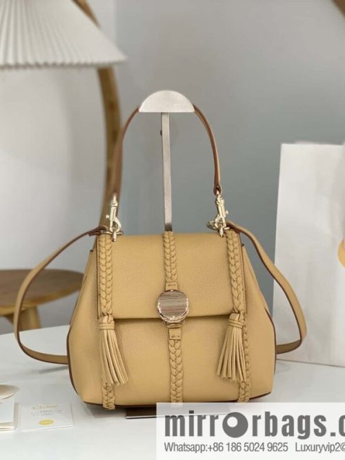 Chloe Penelope Gold Coin Bag, Medium Dropped Leather, Apricot 25CM