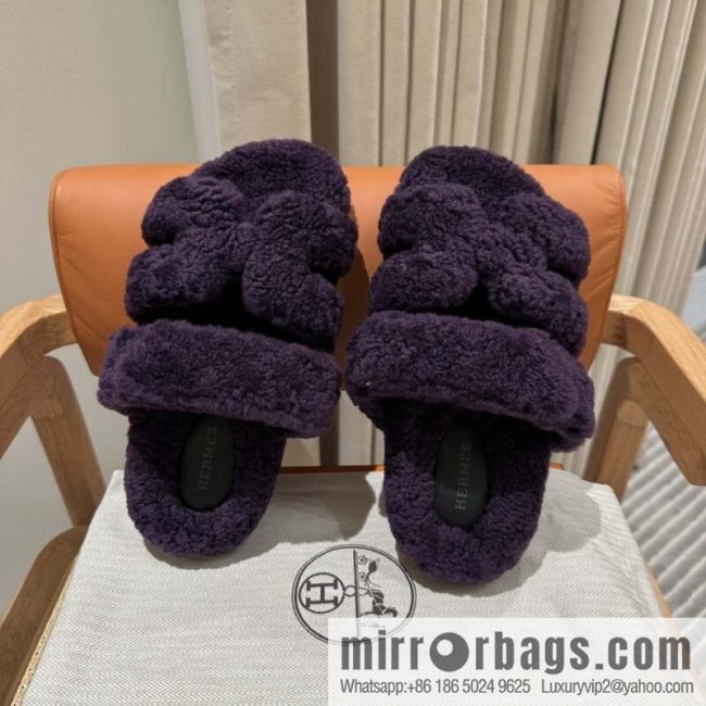 Hermès plush second uncle shoes Chypre sandals