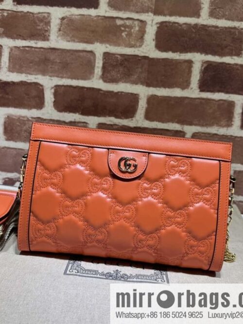 GUCCI GG Matelassé leather (fabric) small handbag 702200 orange embroidered G