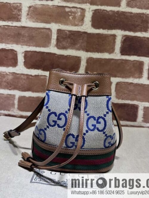 GUCCI Ophidia series GG mini bucket bag 550620 large G blue cloth