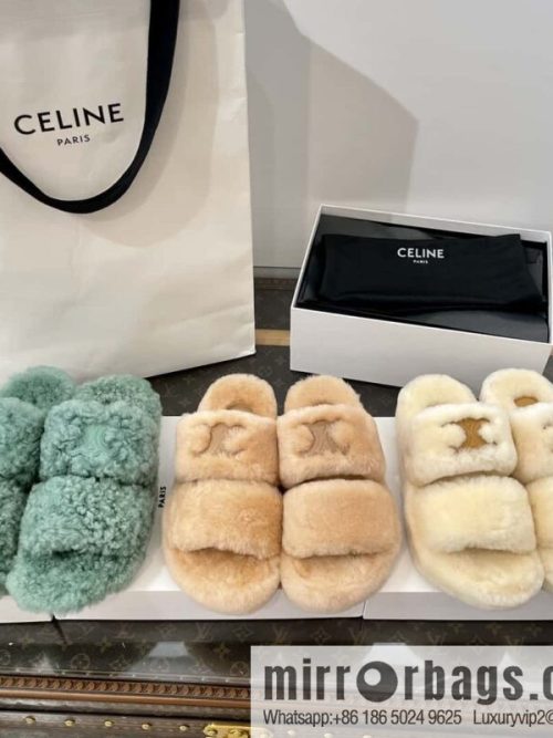 CELINE Autumn and winter Arc de Triomphe Mao Mao slippers
