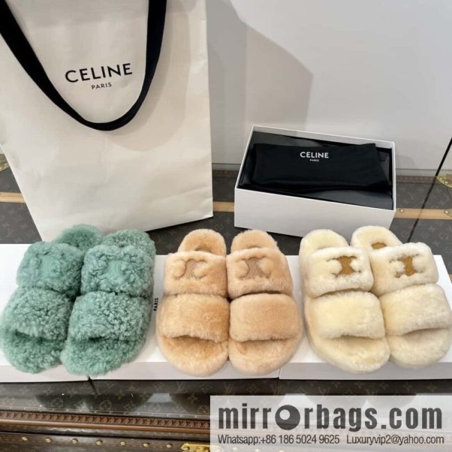 CELINE Autumn and winter Arc de Triomphe Mao Mao slippers