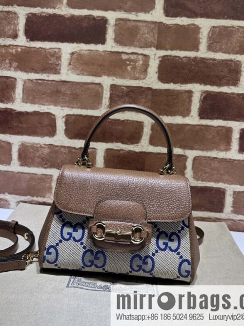 GUCCI Gucci Horsebit 1955 series mini handbag 703848 large G blue cloth