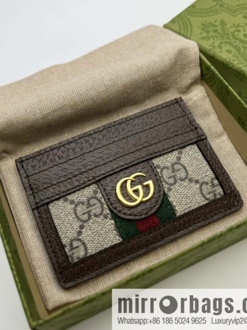 Gucci Ophidia series GG card clip 523159 brown glue