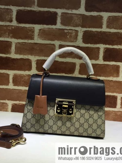 GG Supreme Padlock Top Handle Bag 453188 Brown