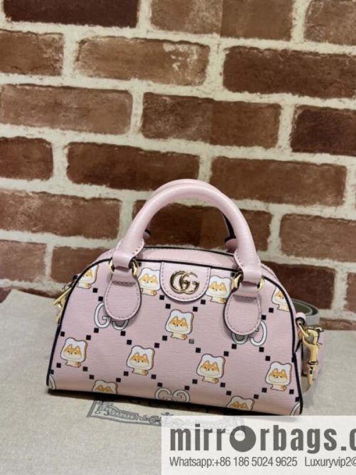 GUCCI Ophidia series mini GG tote bag 724606 pink/animal printed