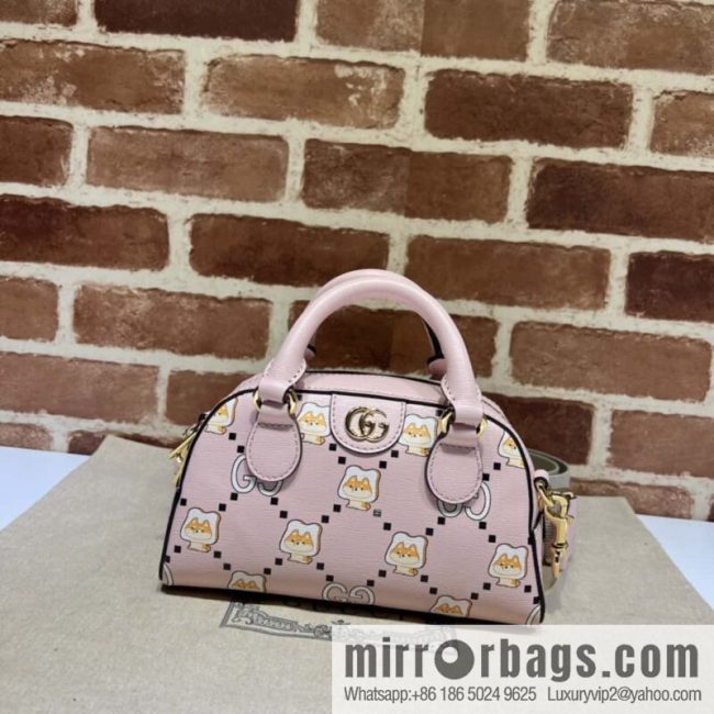 GUCCI Ophidia series mini GG tote bag 724606 pink/animal printed