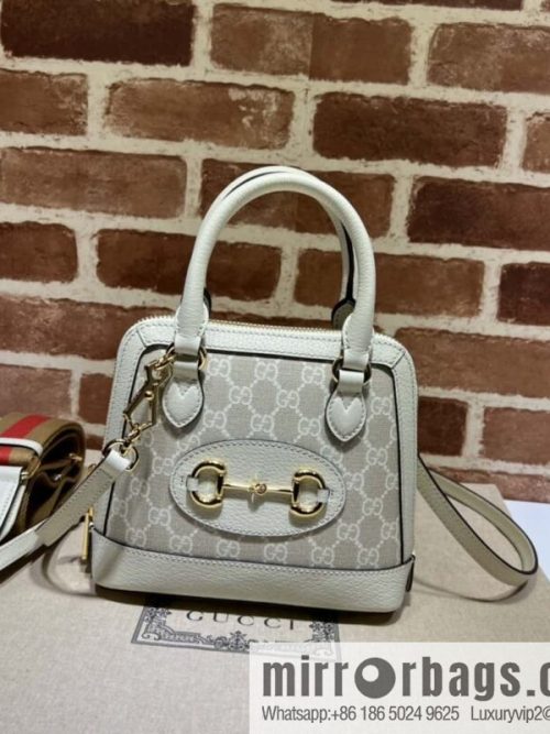 GUCCI Gucci horse buckle 1955 series GG mini handbag 677212m glue/beige leather