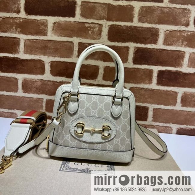 GUCCI Gucci horse buckle 1955 series GG mini handbag 677212m glue/beige leather