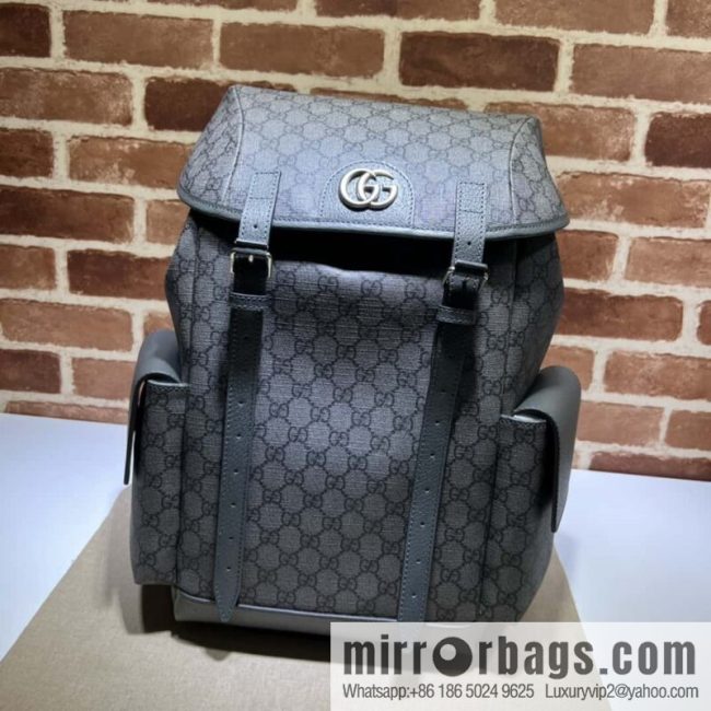 GUCCI Gucci Ophidia series medium GG backpack 598140 gray PVC/gray leather