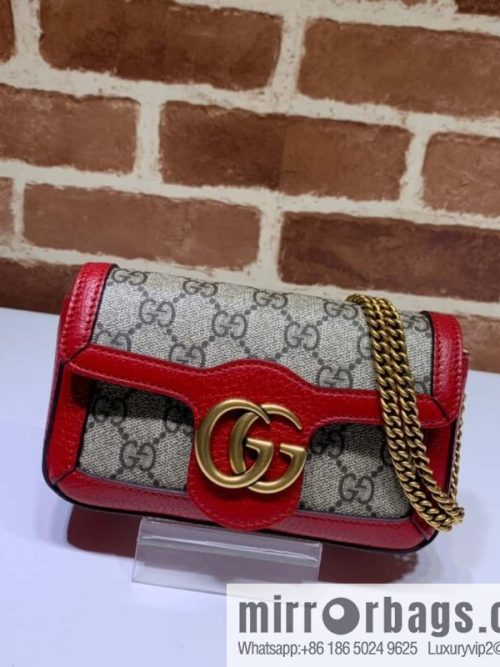 GUCCI Gucci GG Marmont series super mini handbag 476433 brown red