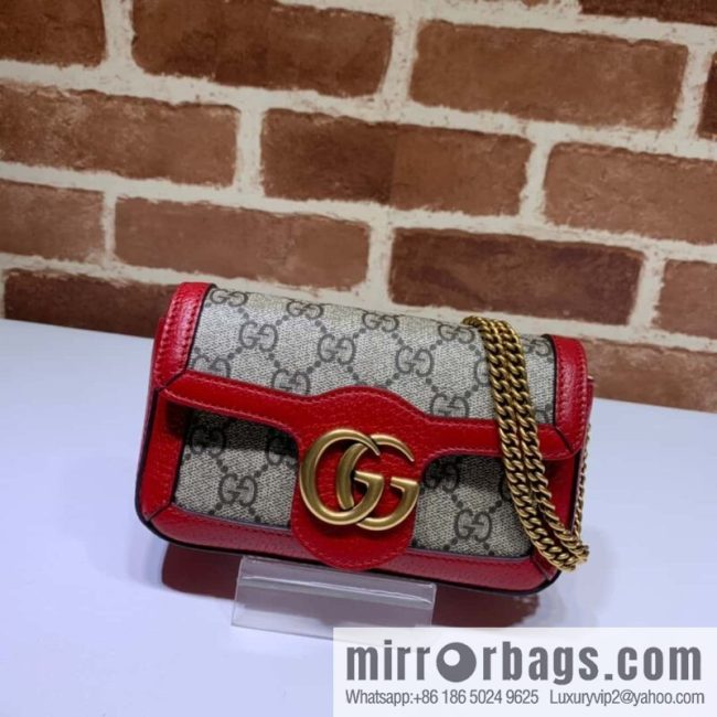 GUCCI Gucci GG Marmont series super mini handbag 476433 brown red