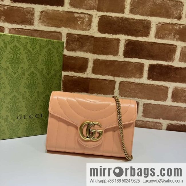 GUCCI GG Marmont series quilted mini handbag 474575 sunset orange