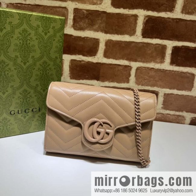GUCCI GG Marmont series quilted mini handbag 474575 rose beige