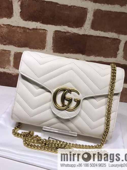 GUCCI GG Marmont series quilted mini chain strap handbag 474575 meters white