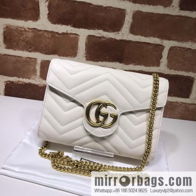 GUCCI GG Marmont series quilted mini chain strap handbag 474575 meters white