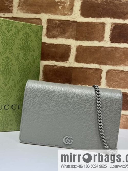 GUCCI GG Marmont series mini chain strap handbag 497985 gray two-color