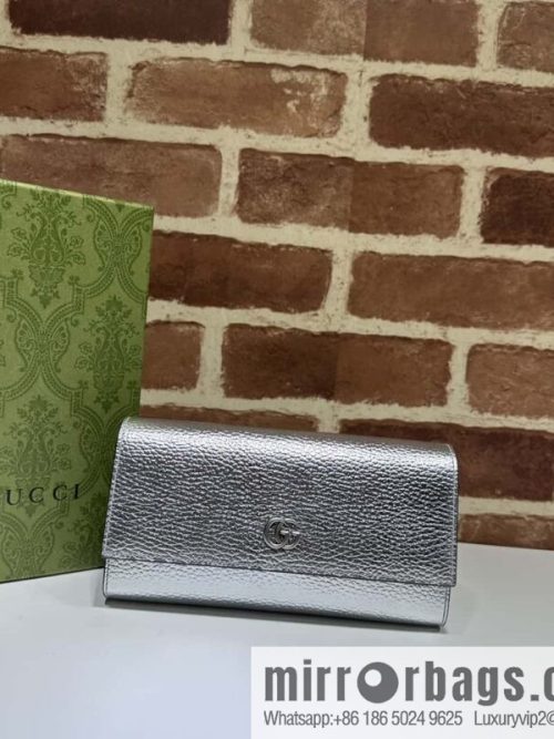 GUCCI GG Marmont series long wallet 456116 silver